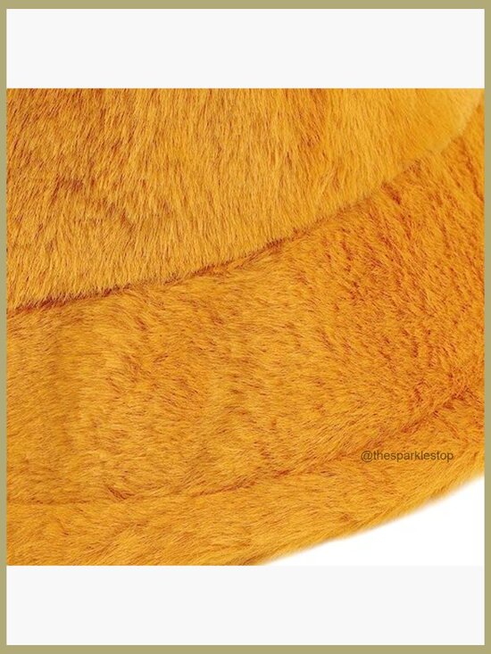 Faux Fur Bucket Hat, Winter Warm Fluffy Hat, One Size Fits Most main image 4